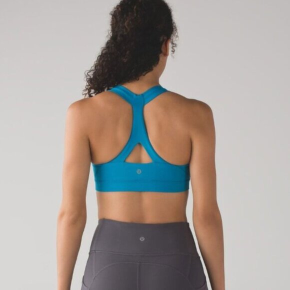 Lululemon Fast Lane Bra in Indian Ocean - size 4 - Racerback Blue Sports Bra - Picture 1 of 5